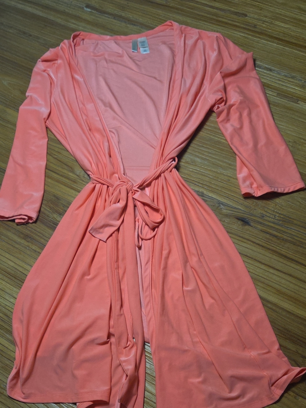 Ambrielle Women's Coral Wrap Dress with Tie Waist. Size S